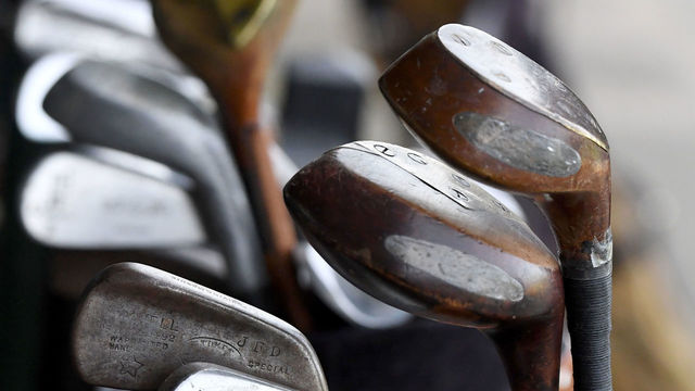 ABERLADY, SCOTLAND - OCTOBER 03: Golfers take part in this year's World Hickory Open being held at Kilspindie golf course on October 3, 2017 in Aberlady, Scotland. A field of international amateur and professional golfers have arrived in Scotland to compete in the 13th Linked Golfers World Hickory Festival. Hickory Golf is played with original or pre 1936 replica hickory shafted clubs, while wearing traditional clothing of the era.