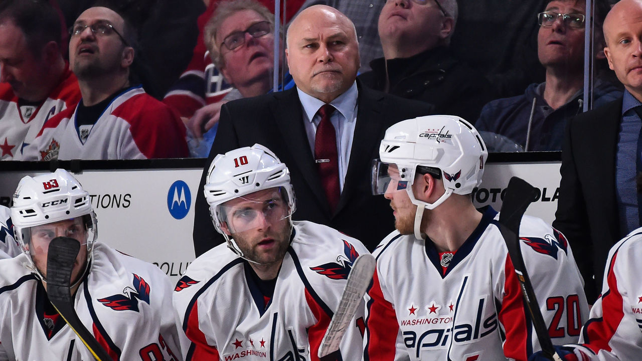 MONTREAL, QC - FEBRUARY 04: Head coach of the Washington Capitals Barry Trotz looks on during the NHL game against the Montreal Canadiens at the Bell Centre on February 4, 2017 in Montreal, Quebec, Canada. The Washington Capitals defeated the Montreal Canadiens 3-2.