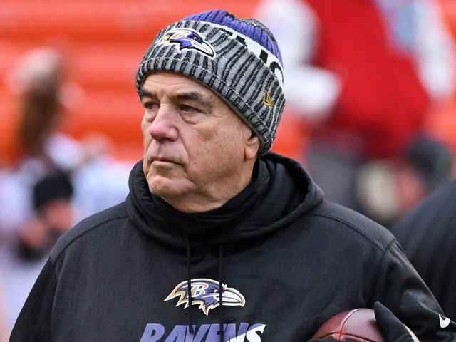 CLEVELAND, OH - DECEMBER 17, 2017: Defensive coordinator Dean Pees of the Baltimore Ravens stands on the field prior to a game on December 17, 2017 against the Cleveland Browns at FirstEnergy Stadium in Cleveland, Ohio. Baltimore won 27-10. (Photo by: 2017 Nick Cammett/Diamond Images/Getty Images)
