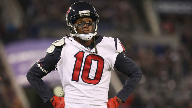 BALTIMORE, MD - NOVEMBER 27: Wide Receiver DeAndre Hopkins #10 of the Houston Texans stands on the field in the third quarter against the Baltimore Ravens at M&T Bank Stadium on November 27, 2017 in Baltimore, Maryland.