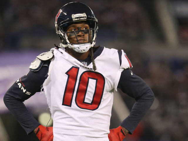 BALTIMORE, MD - NOVEMBER 27: Wide Receiver DeAndre Hopkins #10 of the Houston Texans stands on the field in the third quarter against the Baltimore Ravens at M&T Bank Stadium on November 27, 2017 in Baltimore, Maryland.