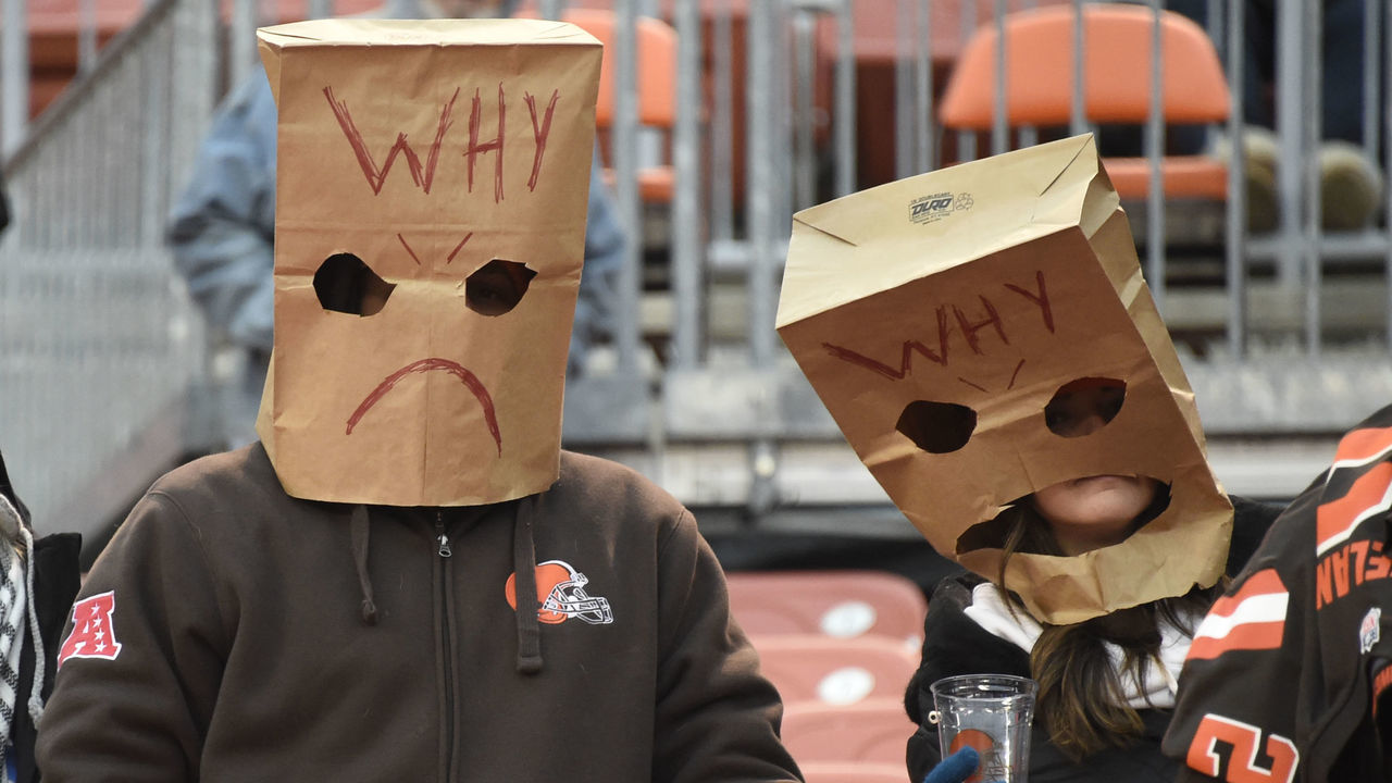 CLEVELAND, OH - DECEMBER 17: Browns fans seen at the end of the game against the Baltimore Ravens. The Baltimore Ravens won 27 to 10 at FirstEnergy Stadium on December 17, 2017 in Cleveland, Ohio.