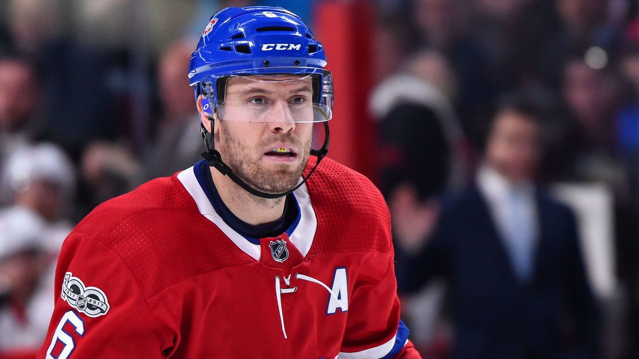 MONTREAL, QC - DECEMBER 02: Shea Weber #6 of the Montreal Canadiens looks on against the Detroit Red Wings during the NHL game at the Bell Centre on December 2, 2017 in Montreal, Quebec, Canada. The Montreal Canadiens defeated the Detroit Red Wings 10-1.