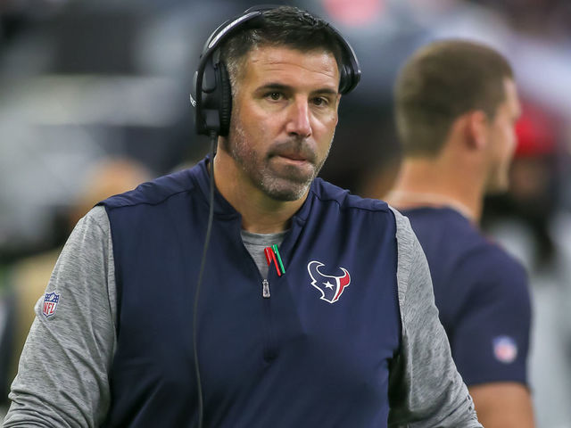 HOUSTON, TX - DECEMBER 25: Houston Texans defensive coordinator Mike Vrabel walks along the sidelines before the game between the Pittsburgh Steelers and Houston Texans on December 25, 2017 at NRG Stadium at Houston, Texas.