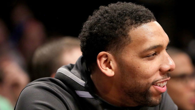 NEW YORK, NY - DECEMBER 14: Jahlil Okafor #4 of the Brooklyn Nets looks on from the bench in the first half against the New York Knicks at the Barclays Center on December 14, 2017 in the Brooklyn borough of New York City.