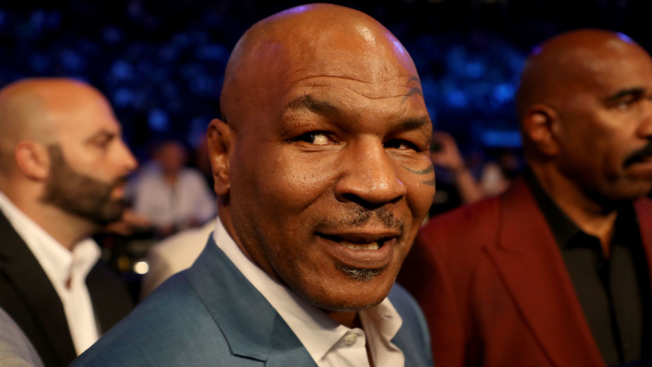 LAS VEGAS, NV - AUGUST 26: Former boxer Mike Tyson attends the super welterweight boxing match between Floyd Mayweather Jr. and Conor McGregor on August 26, 2017 at T-Mobile Arena in Las Vegas, Nevada.
