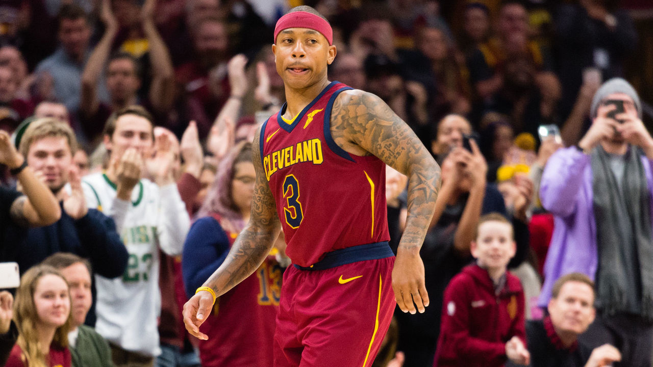 CLEVELAND, OH - JANUARY 2: Fans celebrate last Isaiah Thomas #3 of the Cleveland Cavaliers enters the game during the first half against the Portland Trail Blazers at Quicken Loans Arena on January 2, 2018 in Cleveland, Ohio.