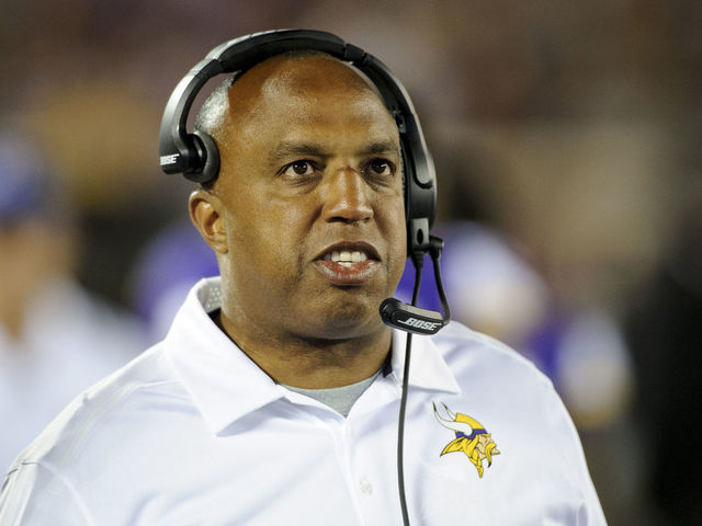 MINNEAPOLIS, MN - AUGUST 8: Defensive Coordinator George Edwards of the Minnesota Vikings looks on during the game against the Oakland Raiders on August 8, 2014 at TCF Bank Stadium in Minneapolis, Minnesota.