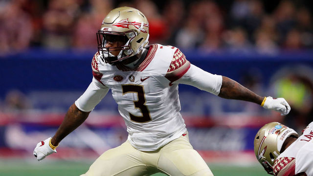 ATLANTA, GA - SEPTEMBER 02: Derwin James #3 of the Florida State Seminoles reacts after a play against the Alabama Crimson Tide in their game at Mercedes-Benz Stadium on September 2, 2017 in Atlanta, Georgia.