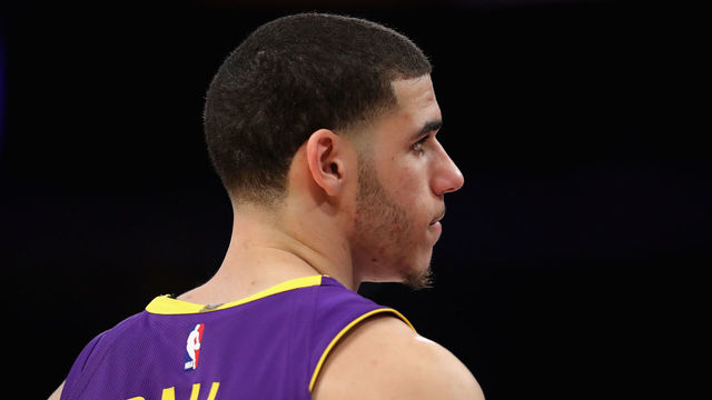 LOS ANGELES, CA - DECEMBER 23: Lonzo Ball #2 of the Los Angeles Lakers looks on during the second half of a game against the Portland Trail Blazers at Staples Center on December 23, 2017 in Los Angeles, California.