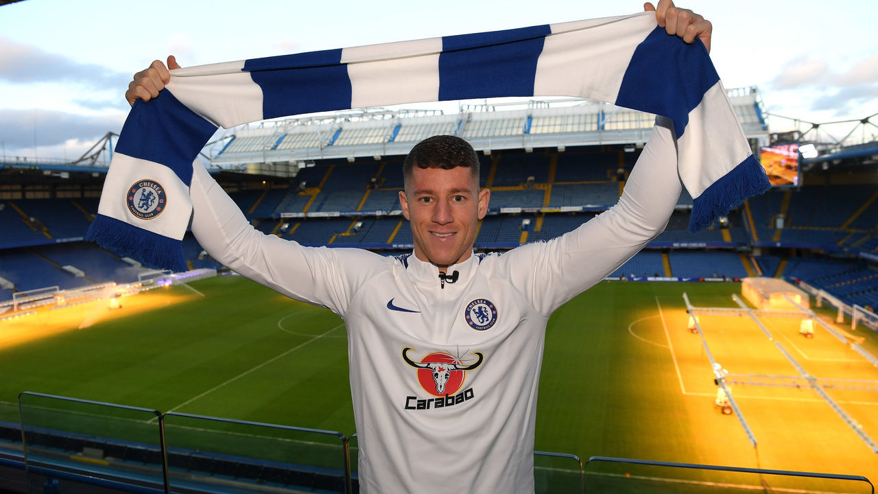 LONDON, ENGLAND - JANUARY 05: Ross Barkley signs for Chelsea at Stamford Bridge on January 5, 2018 in London, England.