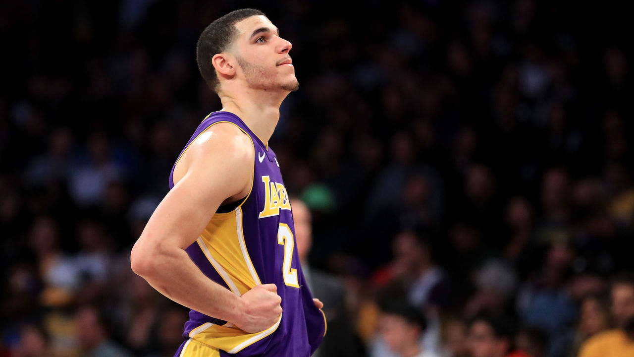 LOS ANGELES, CA - DECEMBER 23: Lonzo Ball #2 of the Los Angeles Lakers reacts during the second half of a game against the Portland Trail Blazers at Staples Center on December 23, 2017 in Los Angeles, California. The Portland Trail Blazers defeated the Los Angeles Lakers 95-92.