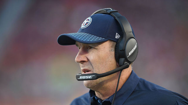 SANTA CLARA, CA - DECEMBER 17: Head coach Mike Mularkey of the Tennessee Titans looks on from the sidelines against the San Francisco 49ers during an NFL football game at Levi's Stadium on December 17, 2017 in Santa Clara, California.