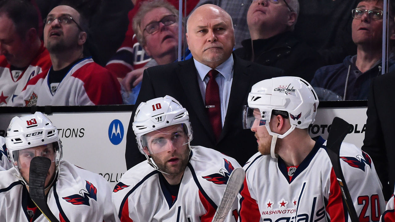 MONTREAL, QC - FEBRUARY 04: Head coach of the Washington Capitals Barry Trotz looks on during the NHL game against the Montreal Canadiens at the Bell Centre on February 4, 2017 in Montreal, Quebec, Canada. The Washington Capitals defeated the Montreal Canadiens 3-2.