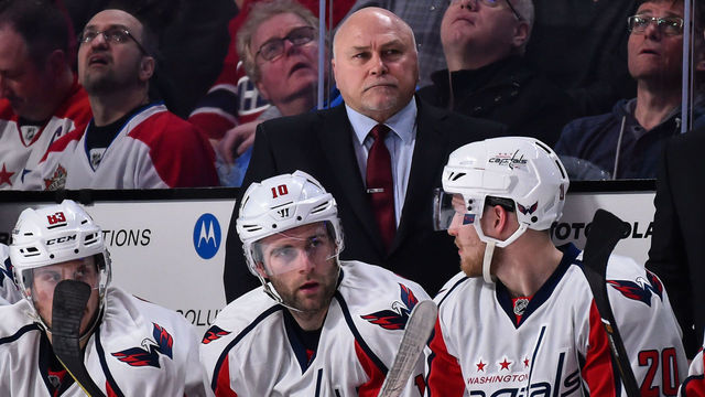 MONTREAL, QC - FEBRUARY 04: Head coach of the Washington Capitals Barry Trotz looks on during the NHL game against the Montreal Canadiens at the Bell Centre on February 4, 2017 in Montreal, Quebec, Canada. The Washington Capitals defeated the Montreal Canadiens 3-2.