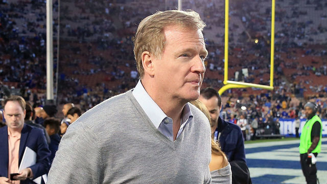 LOS ANGELES, CA - JANUARY 06: NFL Commissioner Rodger Goodell attends the NFC Wild Card Playoff Game between the Los Angeles Rams and the Atlanta Falcons at the Los Angeles Coliseum on January 6, 2018 in Los Angeles, California.