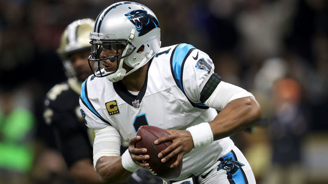 NEW ORLEANS, LA - JANUARY 07: Cam Newton #1 of the Carolina Panthers scrambles with the football against the New Orleans Saints at the Mercedes-Benz Superdome on January 7, 2018 in New Orleans, Louisiana.