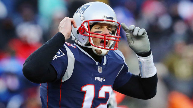 FOXBORO, MA - DECEMBER 31: Tom Brady #12 of the New England Patriots gestures during the second half against the New York Jets at Gillette Stadium on December 31, 2017 in Foxboro, Massachusetts.