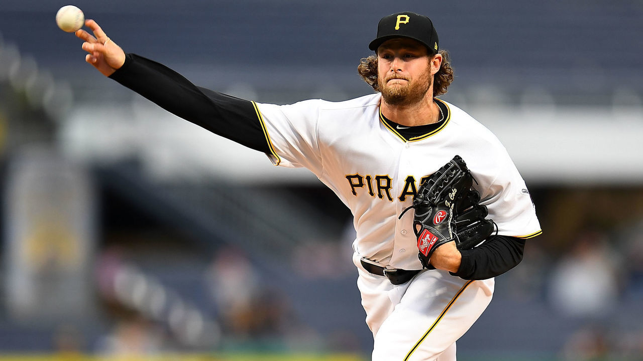 PITTSBURGH, PA - APRIL 25: Gerrit Cole #45 of the Pittsburgh Pirates delivers a pitch during the second inning against the Chicago Cubs at PNC Park on April 25, 2017 in Pittsburgh, Pennsylvania.