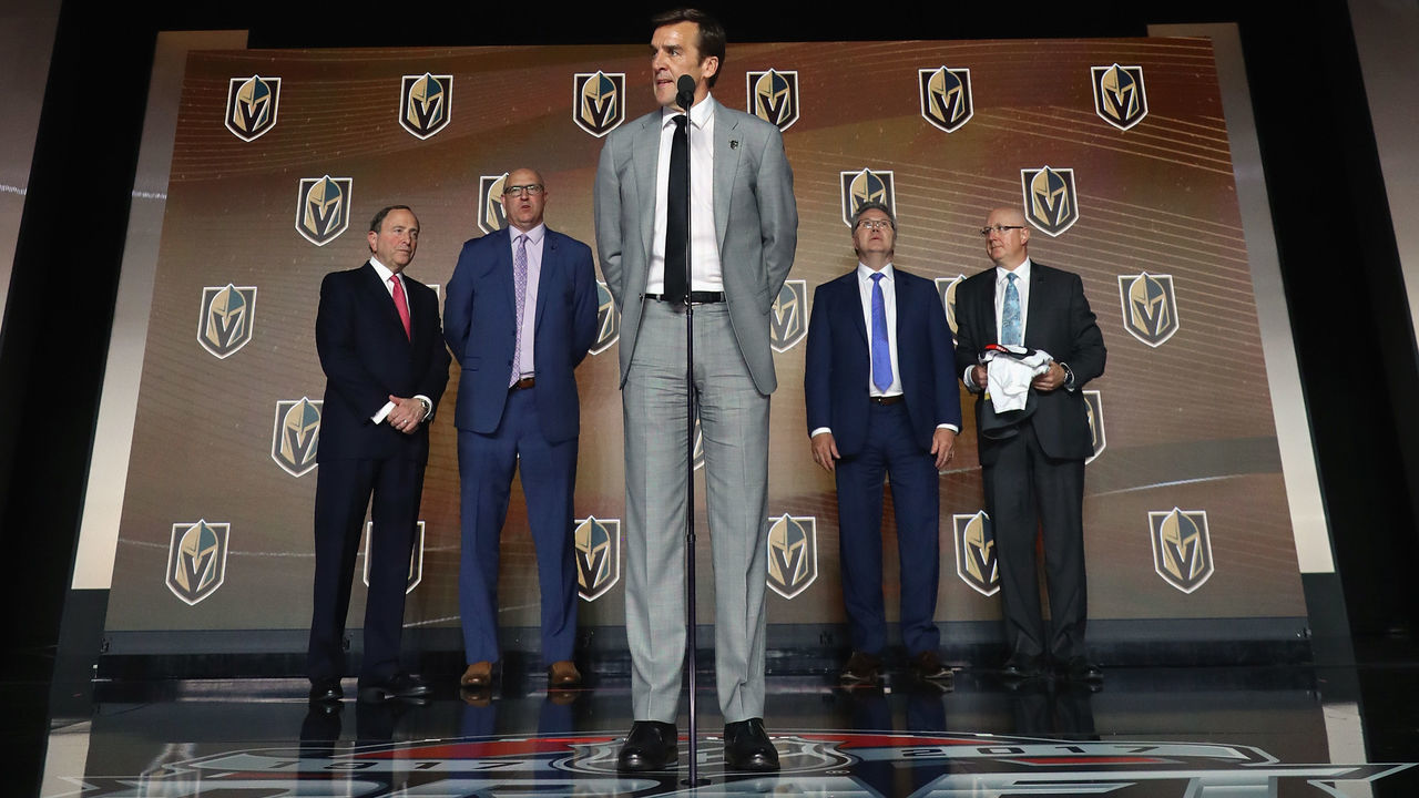 CHICAGO, IL - JUNE 23: George McPhee of the Las Vegas Golden Knights attends the 2017 NHL Draft at the United Center on June 23, 2017 in Chicago, Illinois.