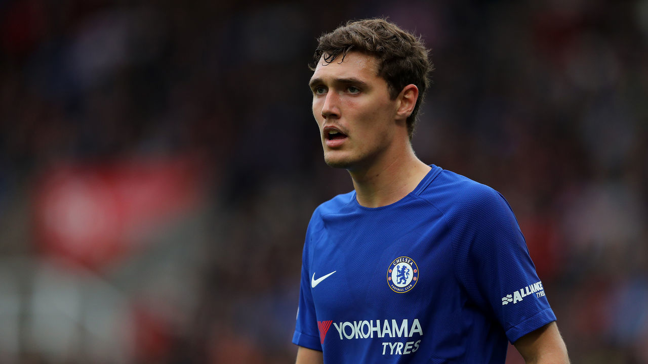 STOKE ON TRENT, ENGLAND - SEPTEMBER 23: Andreas Christensen of Chelsea in action during the Premier League match between Stoke City and Chelsea at Bet365 Stadium on September 23, 2017 in Stoke on Trent, England.