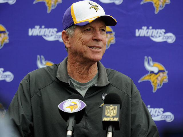 EDEN PRAIRIE, MN - JUNE 4: Offensive coordinator Norv Turner of the Minnesota Vikings speaks to the media after practice on June 4, 2015 at Winter Park in Eden Prairie, Minnesota.