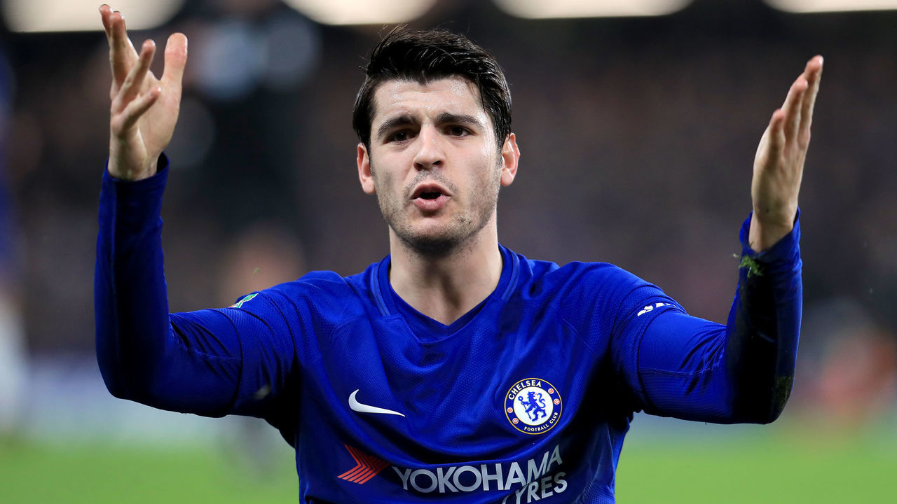 Chelsea's Alvaro Morata gestures on the pitch during the Carabao Cup Semi Final, First Leg match at Stamford Bridge, London.