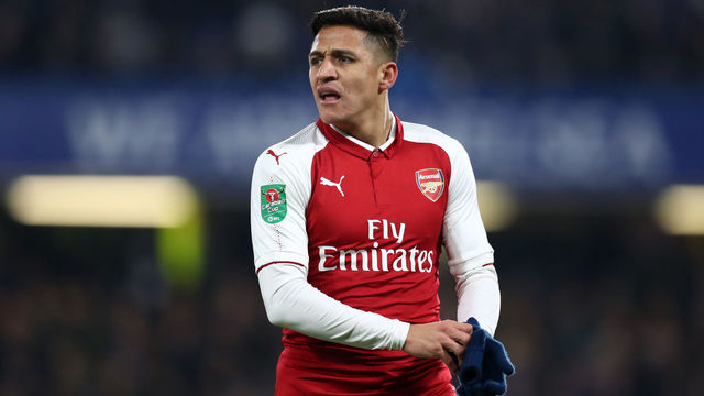 LONDON, ENGLAND - JANUARY 10: Alexis Sanchez of Arsenal during the Carabao Cup Semi-Final First Leg match between Chelsea and Arsenal at Stamford Bridge on January 10, 2018 in London, England.