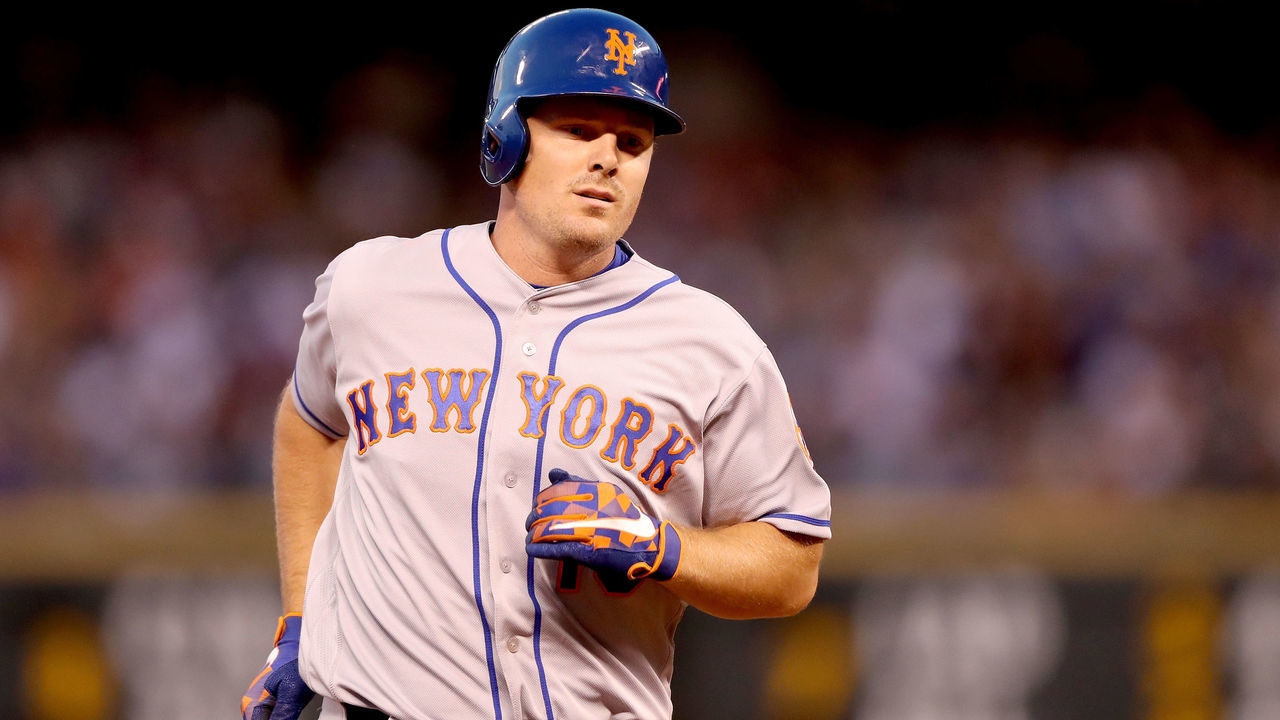 DENVER, CO - AUGUST 02: Jay Bruce #19 of the New York Mets circle the bases after hitting a home run in the fourth inning against the Colorado Rockies at Coors Field on August 2, 2017 in Denver, Colorado.