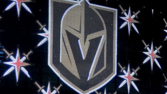 LAS VEGAS, NV - NOVEMBER 22: The team logo for the Vegas Golden Knights is displayed on T-Mobile Arena's video mesh wall after being announced as the name for the Las Vegas NHL franchise at T-Mobile Arena on November 22, 2016 in Las Vegas, Nevada. The team will begin play in the 2017-18 season.