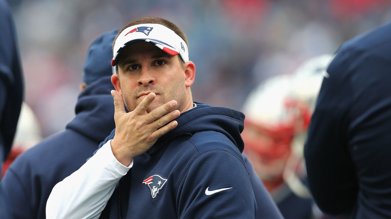 FOXBORO, MA - DECEMBER 28: Offensive Coordinator Josh McDaniels of the New England Patriots looks on before a game against the Buffalo Bills at Gillette Stadium on December 28, 2014 in Foxboro, Massachusetts.
