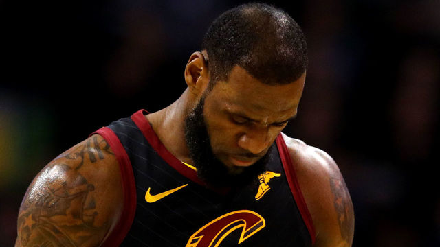 BOSTON, MA - JANUARY 3: LeBron James #23 of the Cleveland Cavaliers looks on during the first quarter against the Boston Celtics at TD Garden on January 3, 2018 in Boston, Massachusetts.