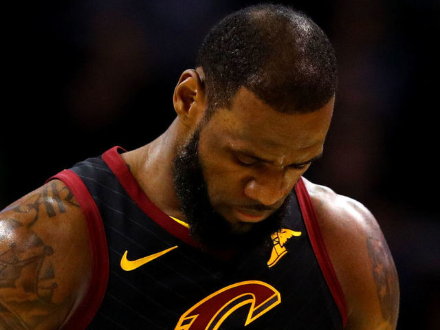 BOSTON, MA - JANUARY 3: LeBron James #23 of the Cleveland Cavaliers looks on during the first quarter against the Boston Celtics at TD Garden on January 3, 2018 in Boston, Massachusetts.