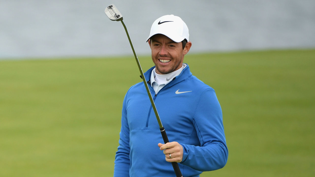 ST ANDREWS, SCOTLAND - OCTOBER 03: Rory McIlroy of Northern Ireland on the 5th during practice prior to the 2017 Alfred Dunhill Links Championship at Kingsbarns on October 3, 2017 in St Andrews, Scotland.