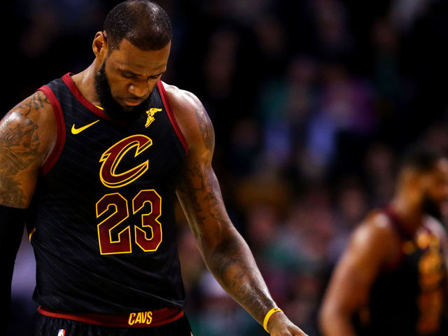 BOSTON, MA - JANUARY 3: LeBron James #23 of the Cleveland Cavaliers looks on during he first quarter against the Boston Celtics at TD Garden on January 3, 2018 in Boston, Massachusetts.