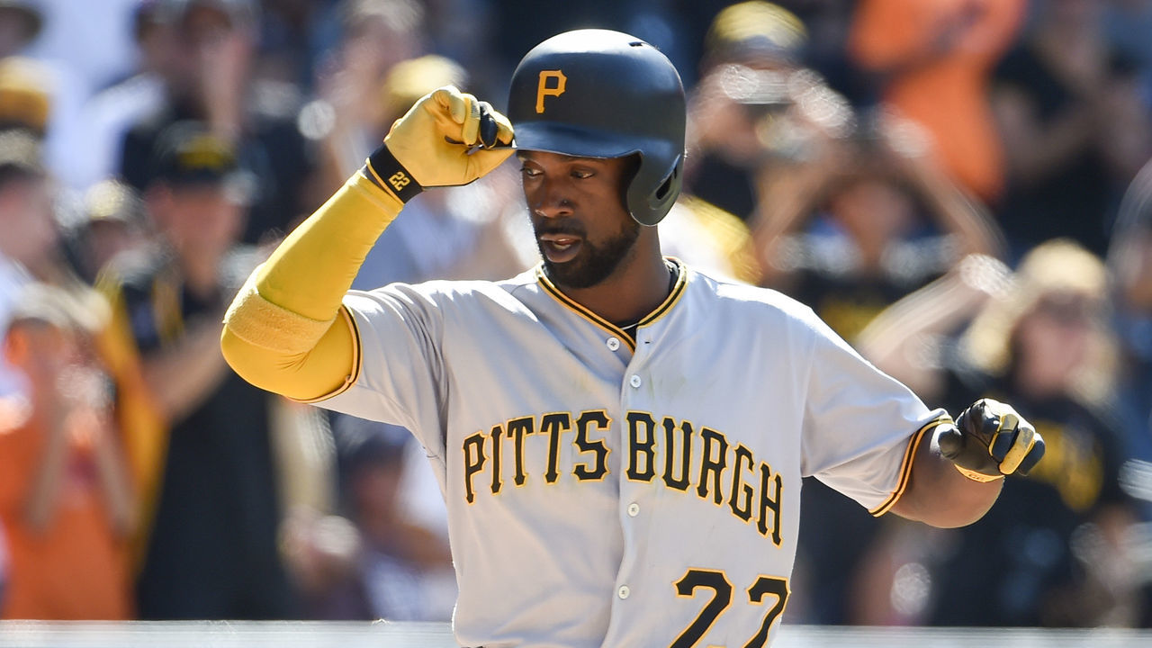SAN DIEGO, CA - JULY 30: Andrew McCutchen #22 of the Pittsburgh Pirates rounds the bases after hitting a solo home run during the ninth inning of a baseball game against the San Diego Padres at PETCO Park on July 30, 2017 in San Diego, California.