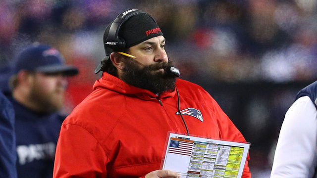 FOXBOROUGH, MA - JANUARY 13: Defensive Coodinator Matt Patricia of the New England Patriots reacts in the second quarter of the AFC Divisional Playoff game against the Tennessee Titans at Gillette Stadium on January 13, 2018 in Foxborough, Massachusetts.