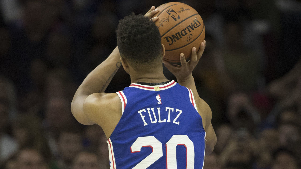 PHILADELPHIA, PA - OCTOBER 20: Markelle Fultz #20 of the Philadelphia 76ers shoots a foul shot against the Boston Celtics at the Wells Fargo Center on October 20, 2017 in Philadelphia, Pennsylvania.