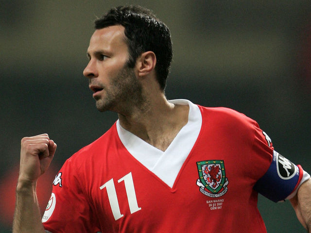 CARDIFF, UNITED KINGDOM - MARCH 28: Ryan Giggs of Wales opens the scoring during the UEFA Euro 2008 qualifying match between Wales and San Marino at the Millennium Stadium on March 28, 2007 in Cardiff, Wales.
