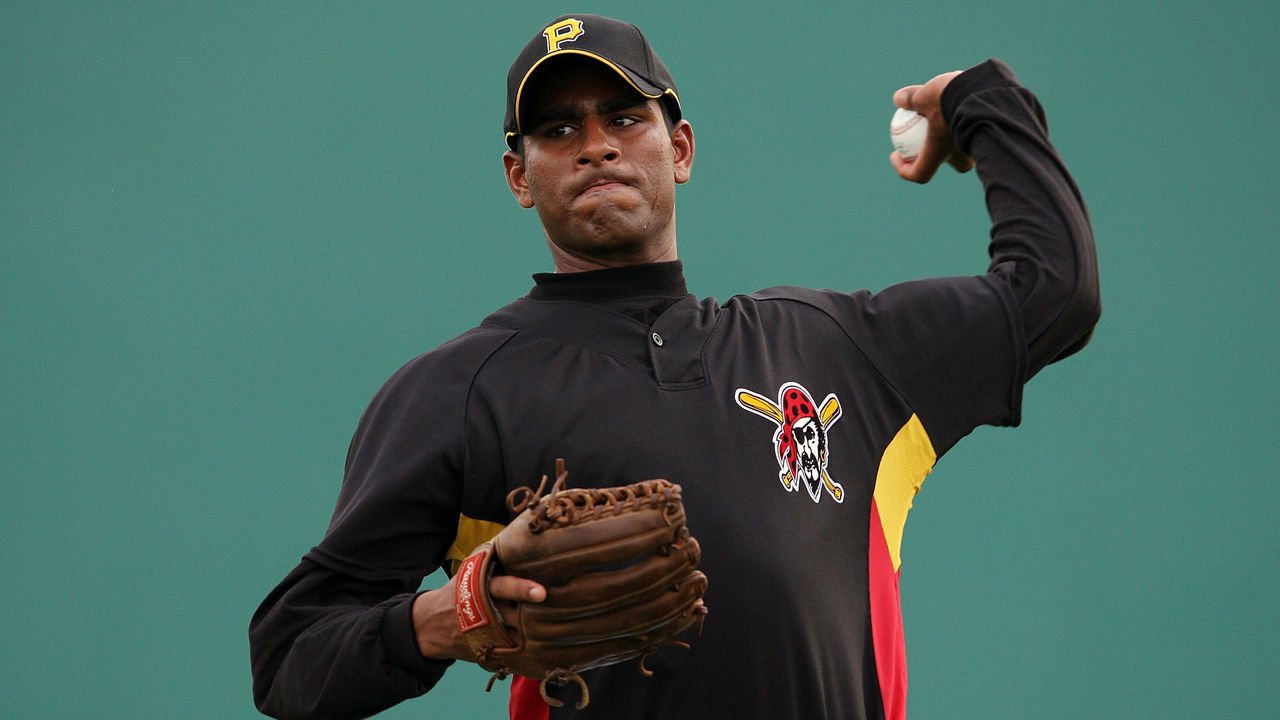 BRADENTON, FL - MARCH 27: Rinku Singh of the Pittsburgh Pirates works out at the Pirates minor league training facility on March 27, 2009 in Bradenton, Florida.