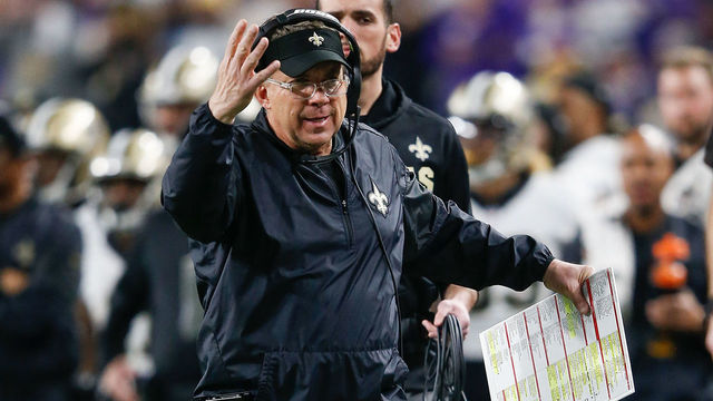 MINNEAPOLIS, MN - JANUARY 14: Head coach Sean Payton of the New Orleans Saints reacts against the Minnesota Vikings during the second half of the NFC Divisional Playoff game at U.S. Bank Stadium on January 14, 2018 in Minneapolis, Minnesota.