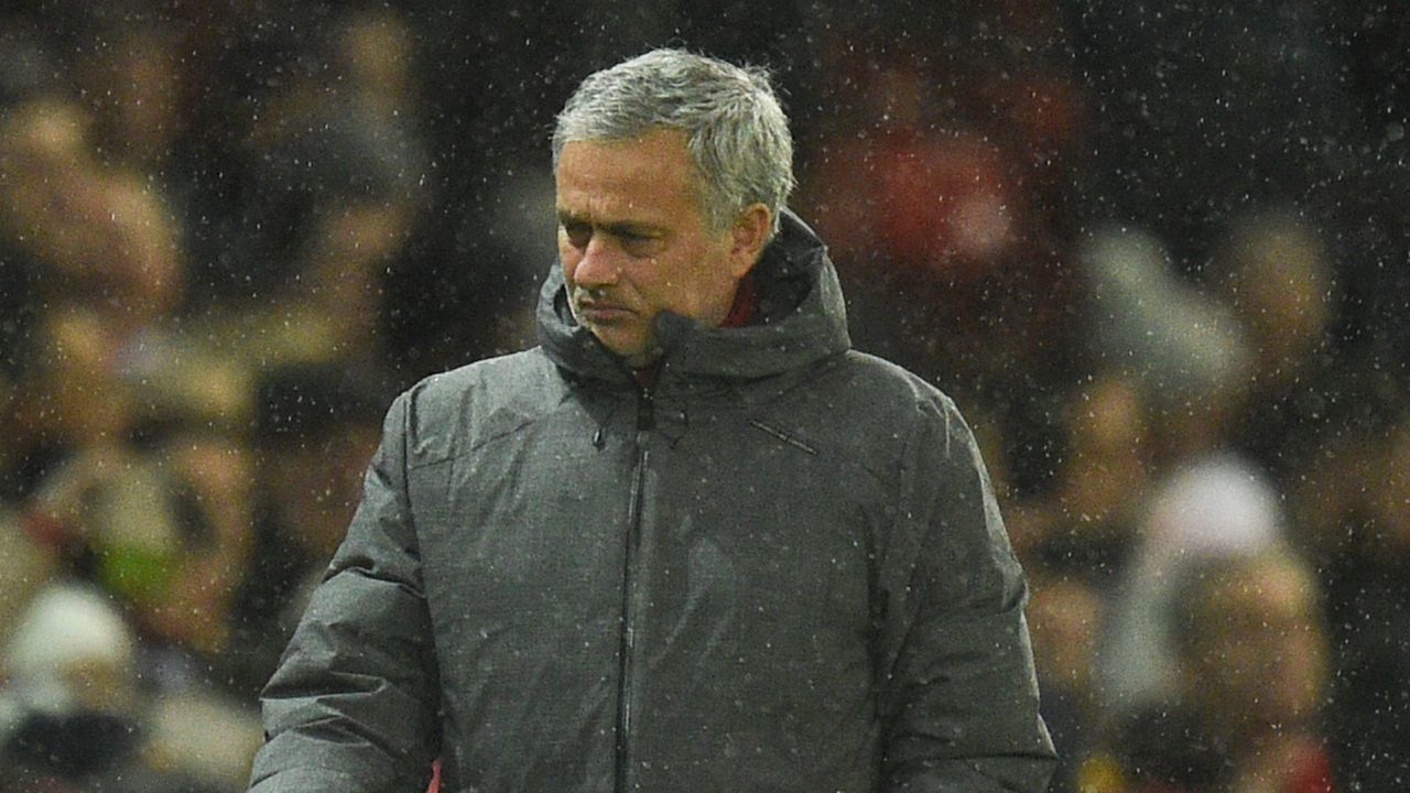 Manchester United's Portuguese manager Jose Mourinho arrives for the English Premier League football match between Manchester United and Stoke City at Old Trafford in Manchester, north west England, on January 15, 2018. / AFP PHOTO / Oli SCARFF /