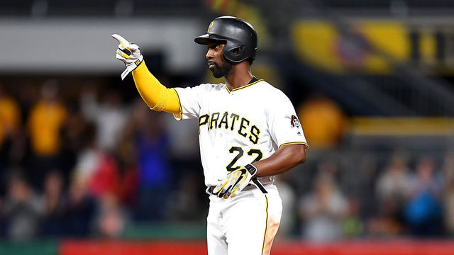 PITTSBURGH, PA - JUNE 27: Andrew McCutchen #22 of the Pittsburgh Pirates celebrates after hitting a two run double during the ninth inning against the Tampa Bay Rays at PNC Park on June 27, 2017 in Pittsburgh, Pennsylvania.