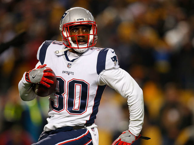 PITTSBURGH, PA - DECEMBER 17: Duron Harmon #30 of the New England Patriots reacts after intercepting a pass from Ben Roethlisberger #7 of the Pittsburgh Steelers in the fourth quarter during the game at Heinz Field on December 17, 2017 in Pittsburgh, Pennsylvania.