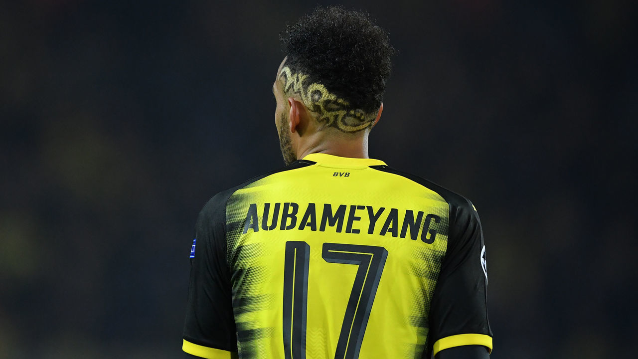 DORTMUND, GERMANY - NOVEMBER 21: Pierre-Emerick Aubameyang of Borussia Dortmund looks on during the UEFA Champions League group H match between Borussia Dortmund and Tottenham Hotspur at Signal Iduna Park on November 21, 2017 in Dortmund, Germany.