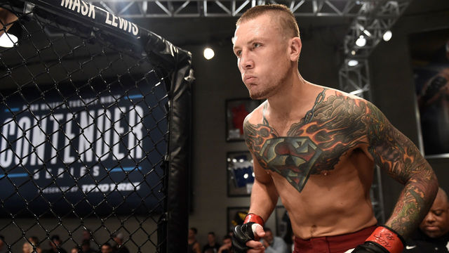 LAS VEGAS, NV - AUGUST 22: Steven Peterson prepares to enter the Octagon prior to his bantamweight bout against Benito Lopez during Dana White's Tuesday Night Contender Series at the TUF Gym on August 22, 2017 in Las Vegas, Nevada.