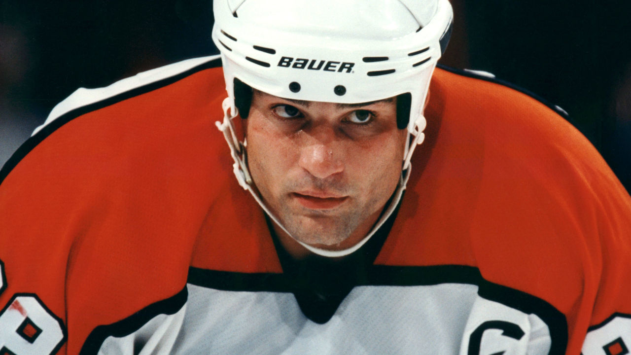 PHILADELPHIA, PA - 1996: Eric Lindros #88 of the Philadelphia Flyers skates on the ice during an NHL game circa 1996 at the CoreStates Center in Philadelphia, Pennsylvania.