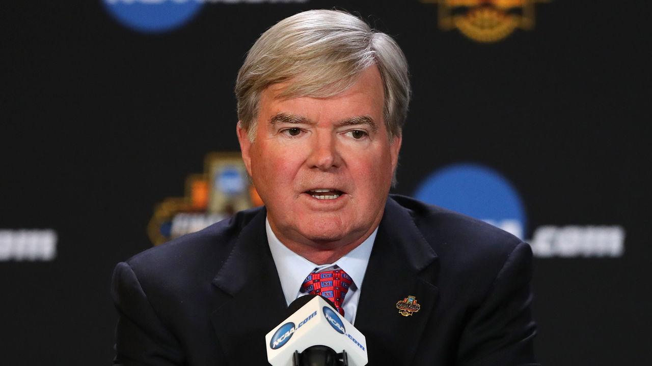 GLENDALE, AZ - MARCH 30: NCAA President Mark Emmert speaks with the media during a press conference for the 2017 NCAA Men's Basketball Final Four at University of Phoenix Stadium on March 30, 2017 in Glendale, Arizona.