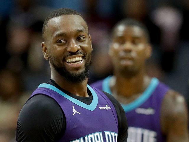 CHARLOTTE, NC - JANUARY 12: Kemba Walker #15 of the Charlotte Hornets reacts after a play against the Utah Jazz during their game at Spectrum Center on January 12, 2018 in Charlotte, North Carolina.