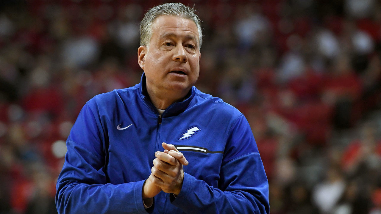 LAS VEGAS, NV - JANUARY 21: Head coach Dave Pilipovich of the Air Force Falcons looks on during his team's game against the UNLV Rebels at the Thomas & Mack Center on January 21, 2017 in Las Vegas, Nevada. UNLV won 87-85 in double overtime.